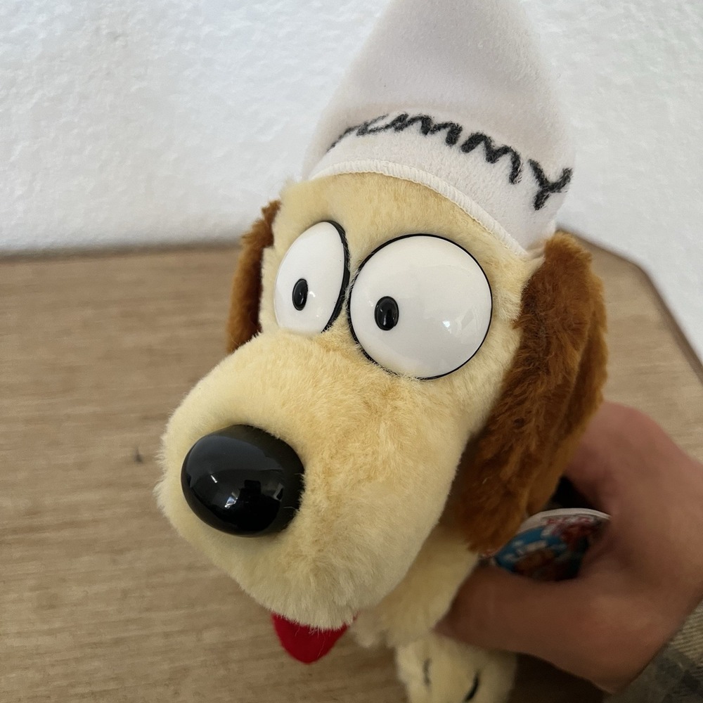 Vintage 1983 Dakin Garfield Odie Puppy Dog Stuffed Animal Plush Dummy Cap 7" NWT - Picture 8 of 9